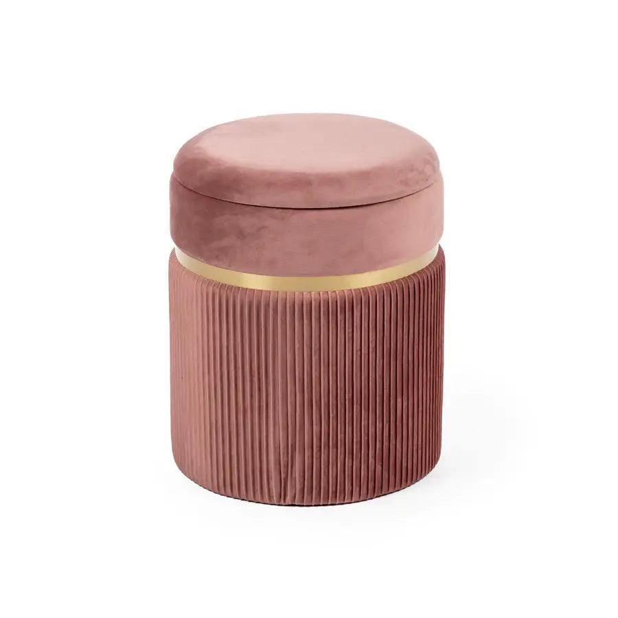Pouf contenitore 35 cm in velluto rosa antico -