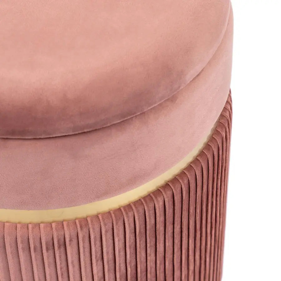 Pouf contenitore 35 cm in velluto rosa antico -