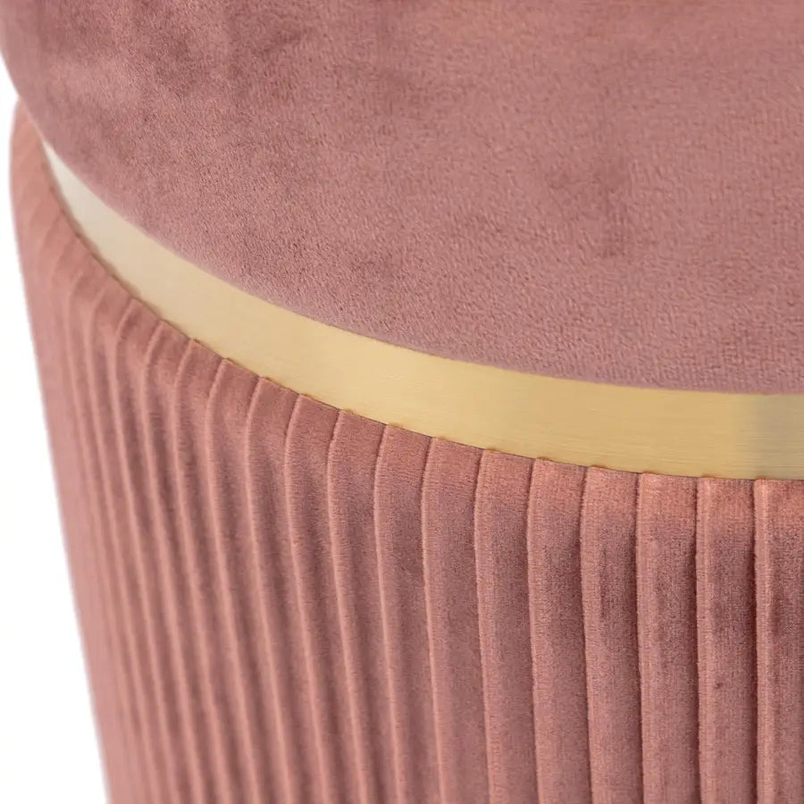 Pouf contenitore 35 cm in velluto rosa antico -