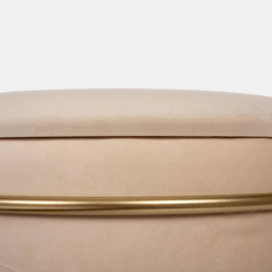 Pouf contenitore 43 cm in velluto crema base oro