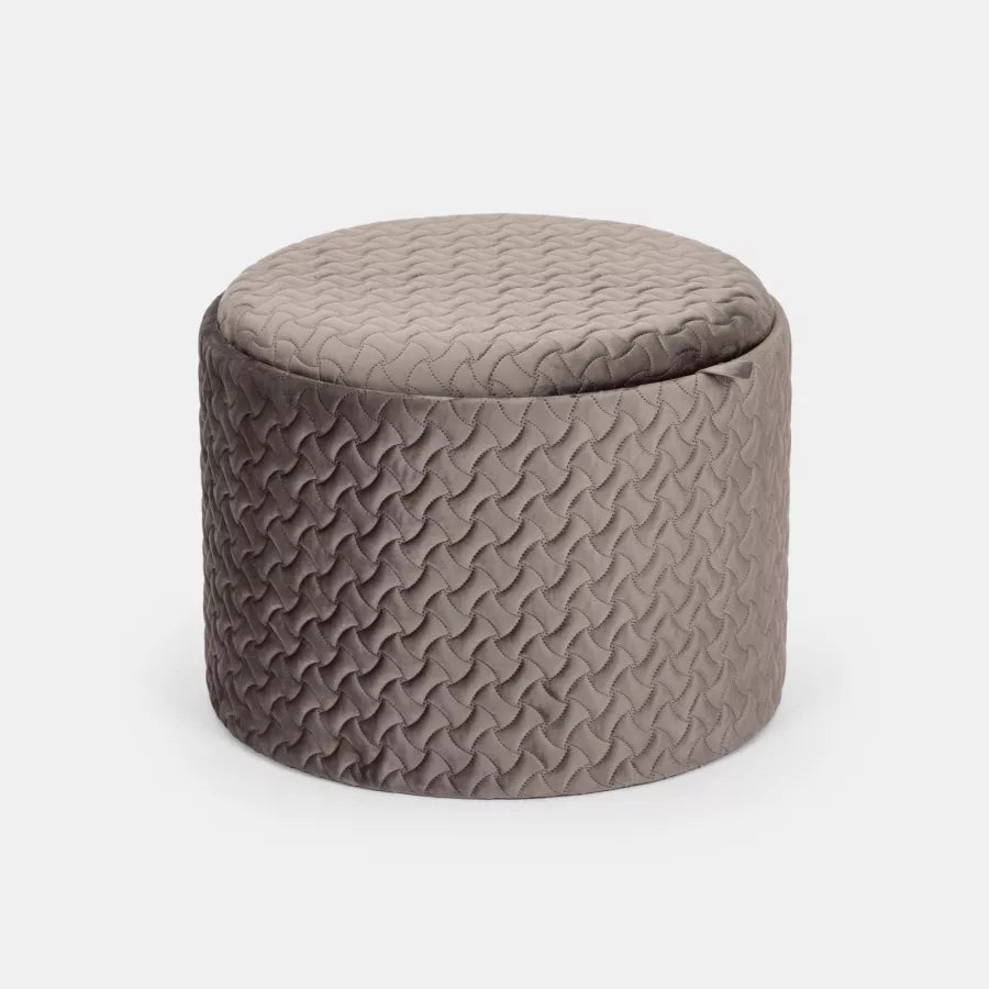 Pouf contenitorem 56 cm con vassoio in velluto grigio caldo