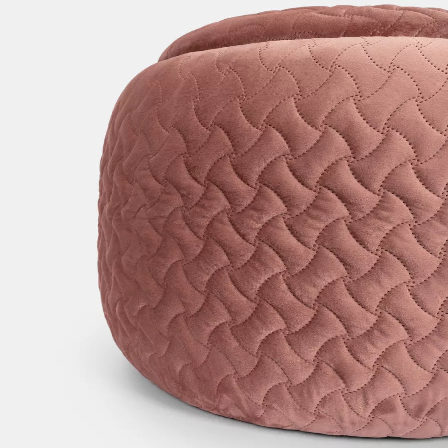 Pouf contenitore 56 cm con vassoio in velluto rosa antico