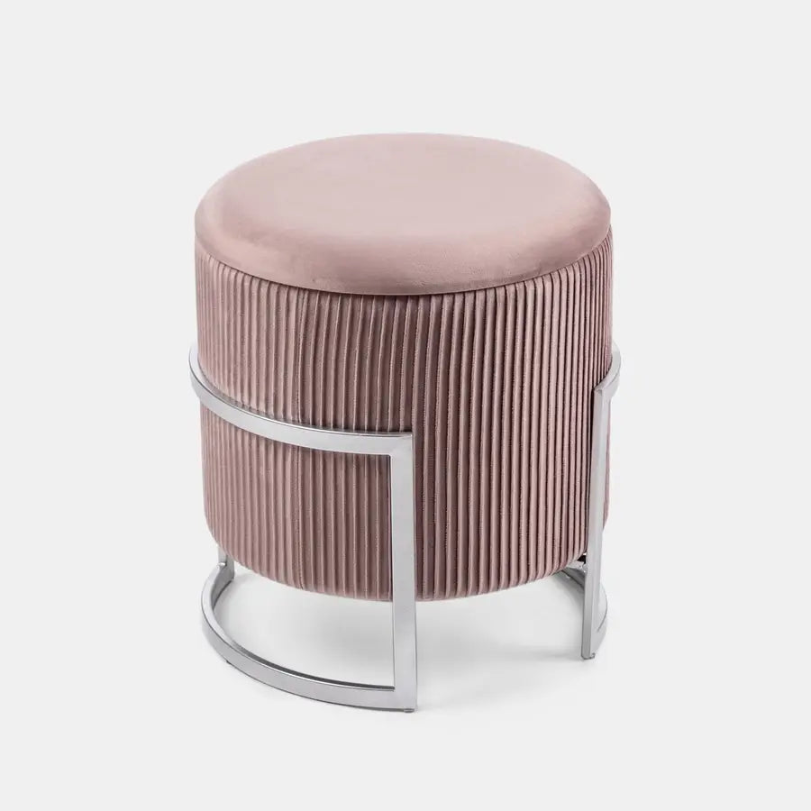 Pouf contenitore 42 cm in velluto rosa antico