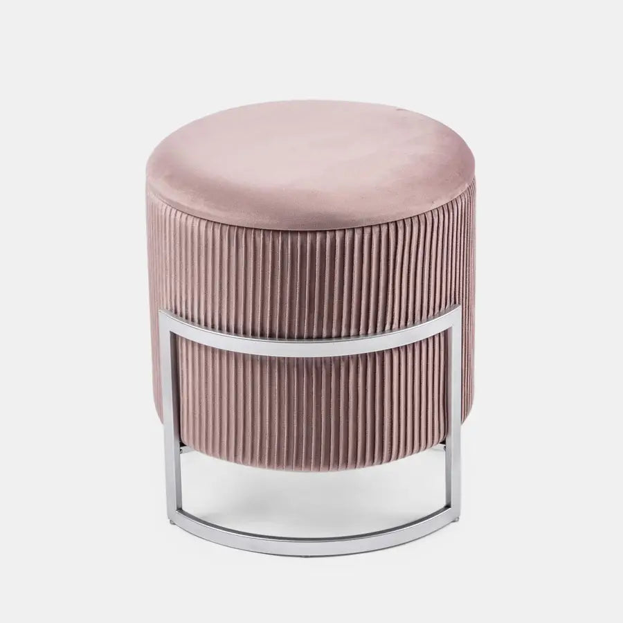 Pouf contenitore 42 cm in velluto rosa antico