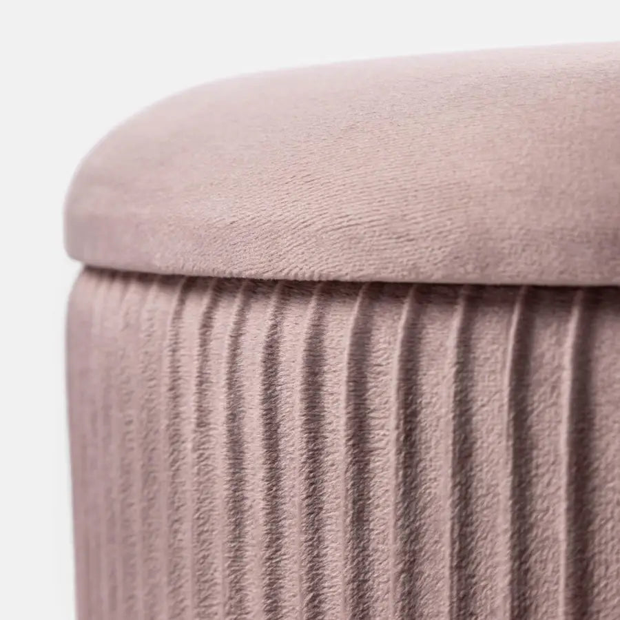 Pouf contenitore 42 cm in velluto rosa antico