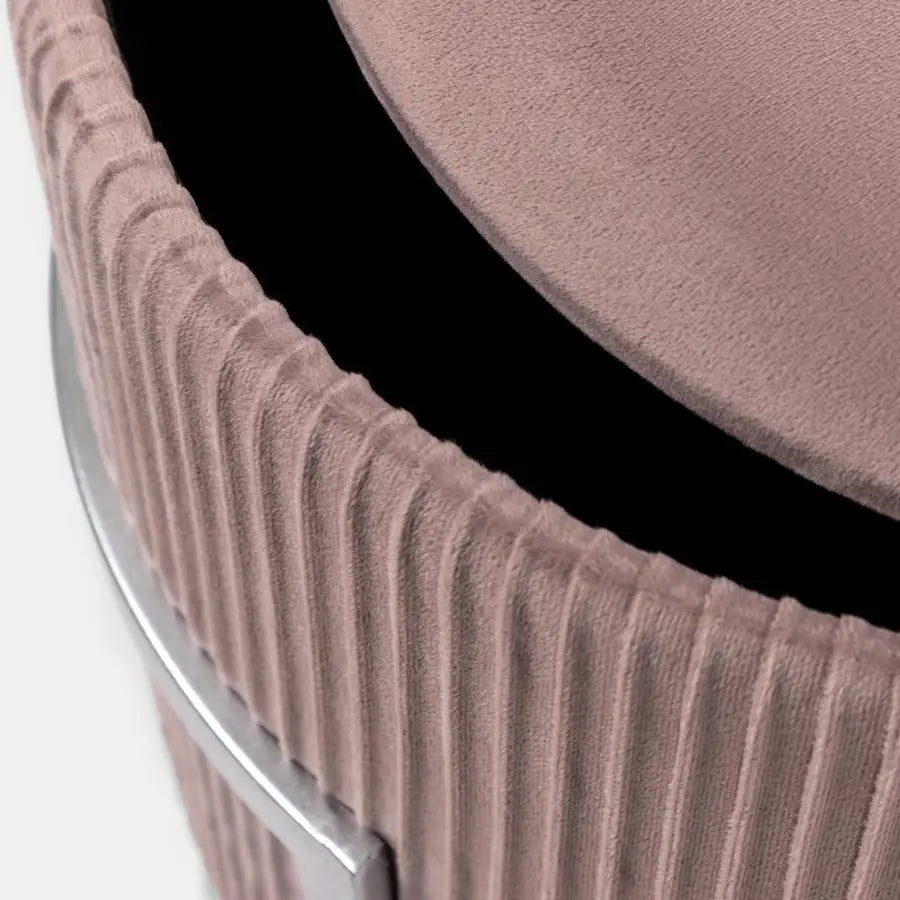 Pouf contenitore 42 cm in velluto rosa antico