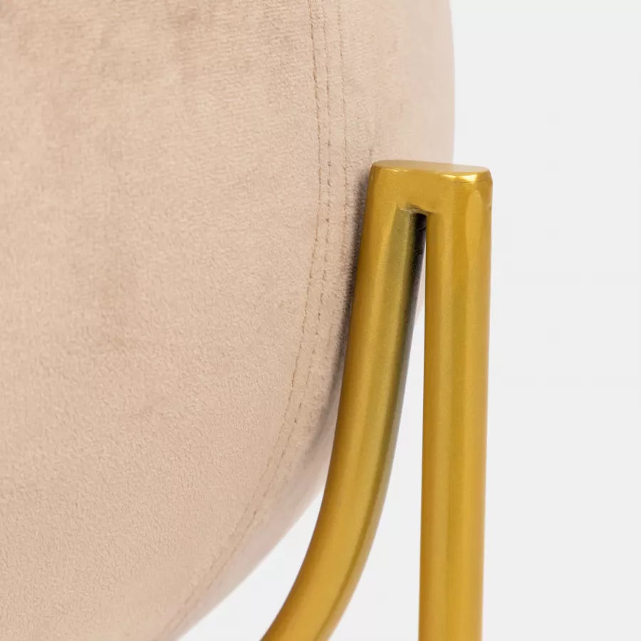 Pouf tondo 59 cm in velluto beige con gambe dorate