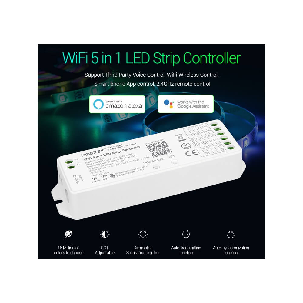 Ricevitore Dimmer / RGB / RGBW / RGB+CCT - APP, Alexa, Google Home - per strisce LED