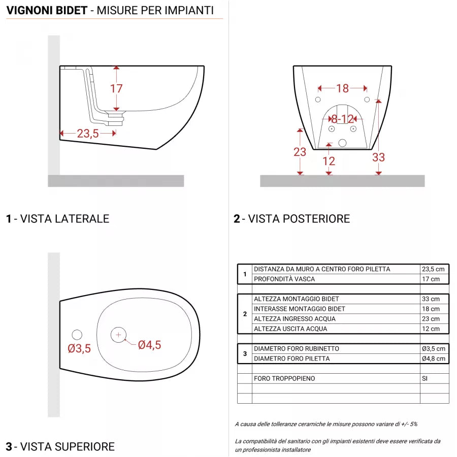 Sanitari sospeso bidet + wc + sedile 56 cm bianco opaco - Vignoni di Simas