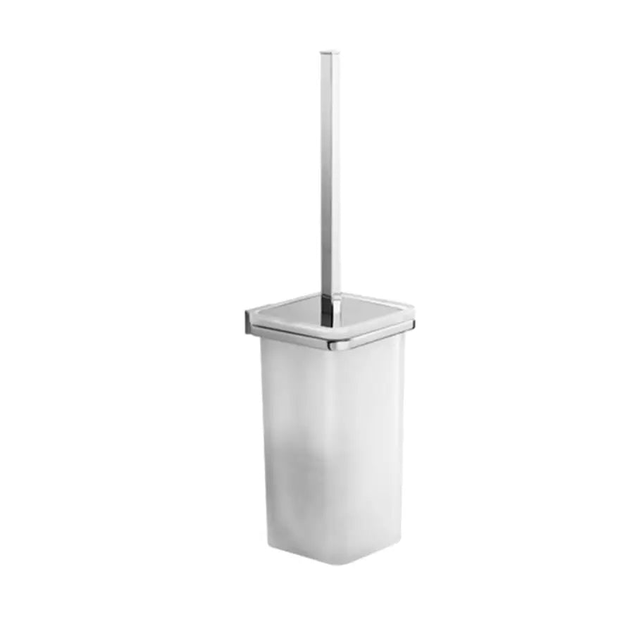 Scopino in vetro opaco da muro per wc con ciuffo in setole