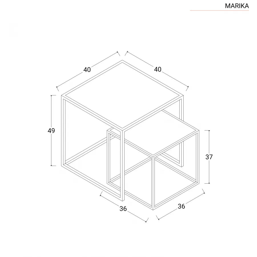 Set 2 tavolini impilabili con piano in legno effetto cemento