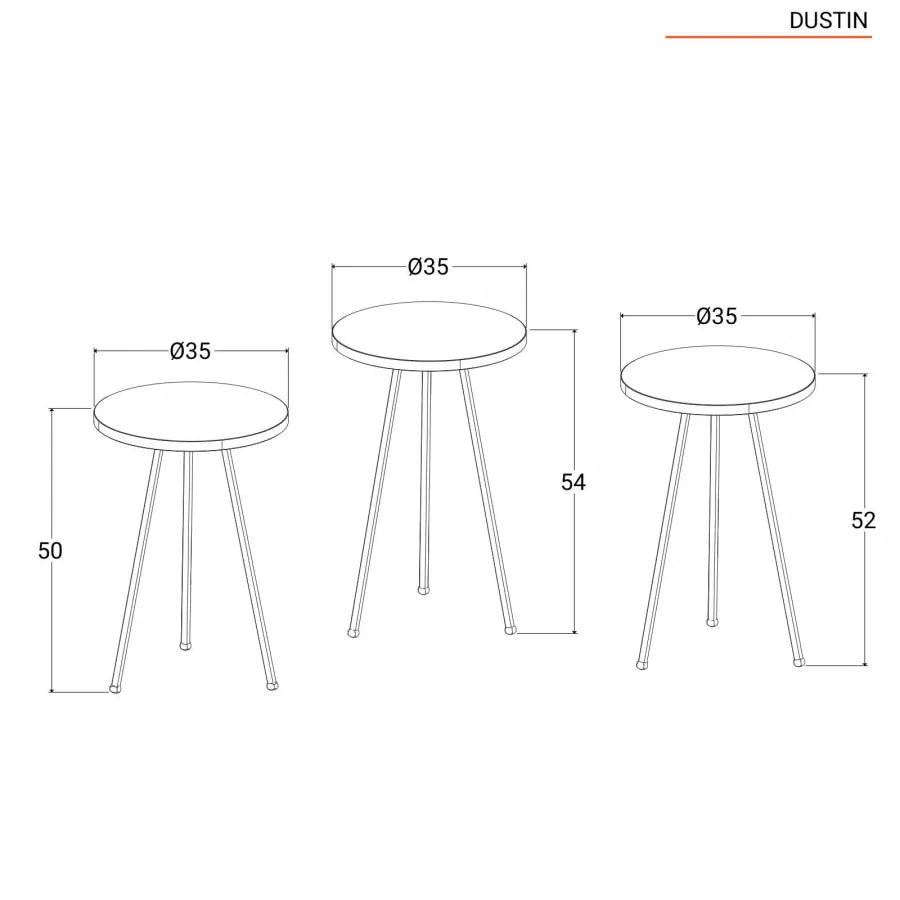 Set 3 tavolini con piano effetto marmo bianco e gambe oro