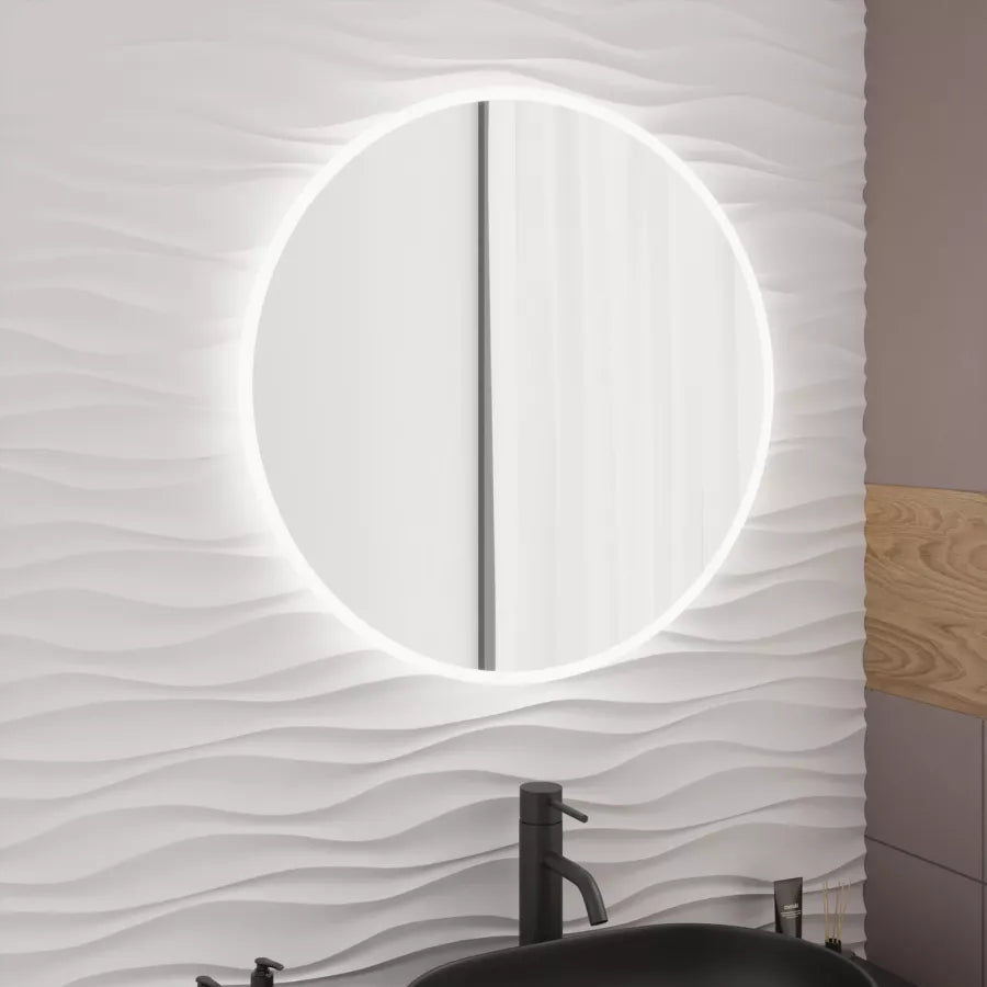 Specchio led Ø70 cm luce naturale e cornice satinata