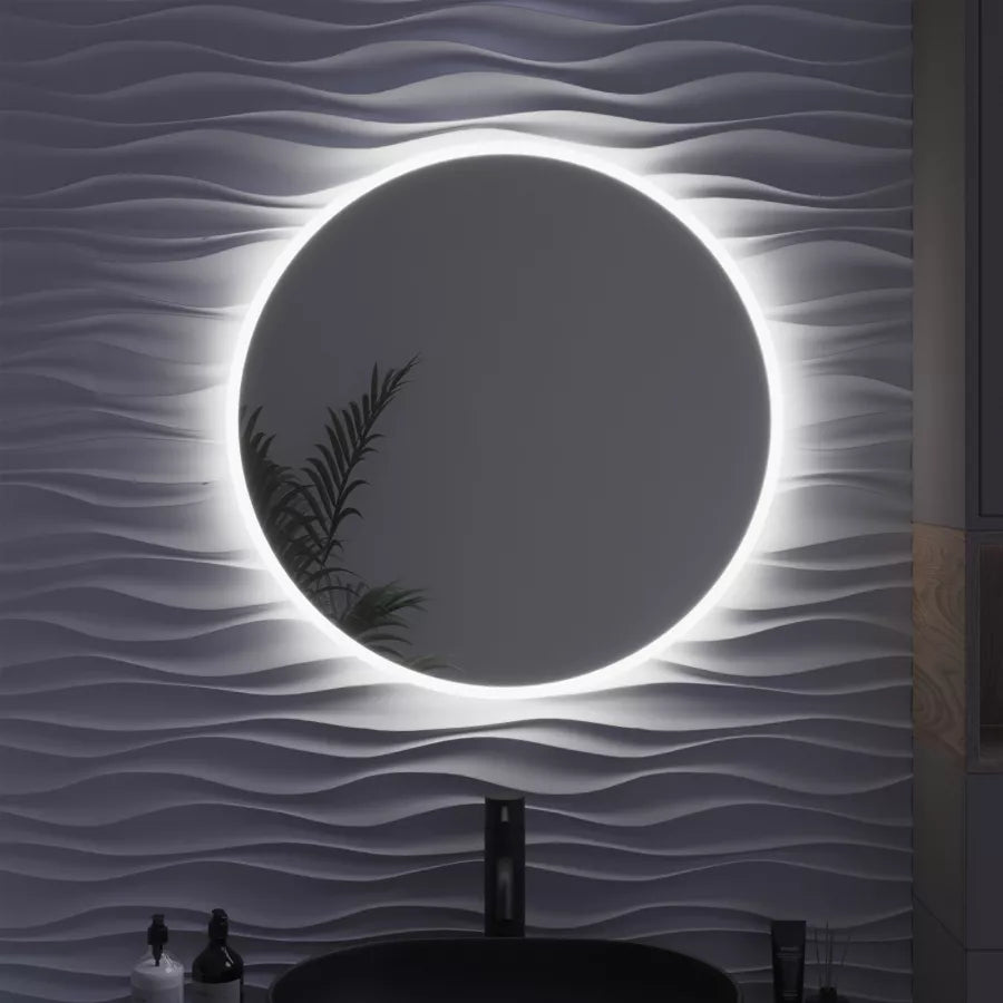 Specchio led Ø70 cm luce naturale e cornice satinata