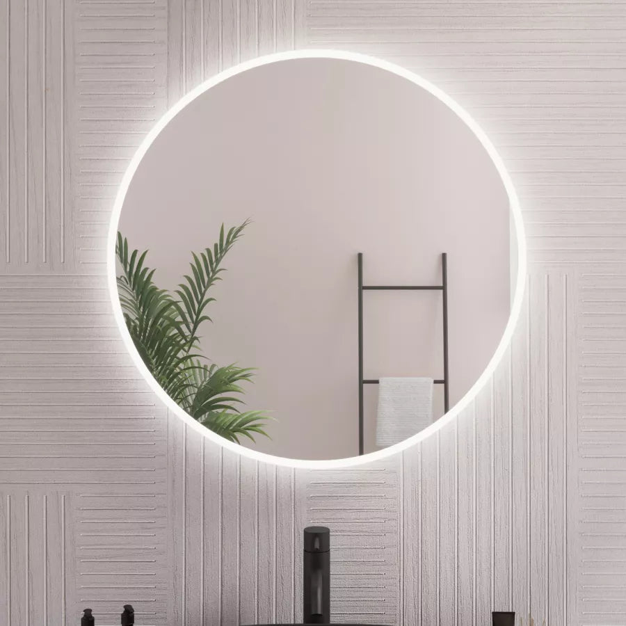 Specchio led Ø80 cm luce naturale e cornice satinata