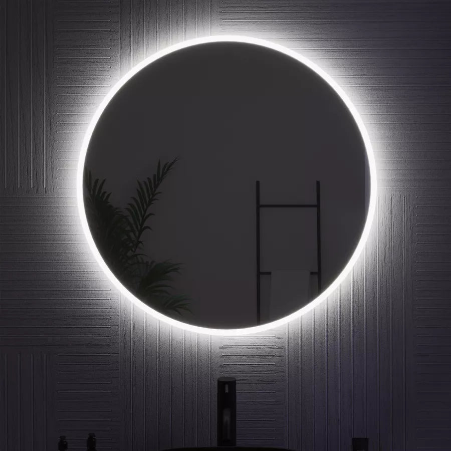 Specchio led Ø80 cm luce naturale e cornice satinata