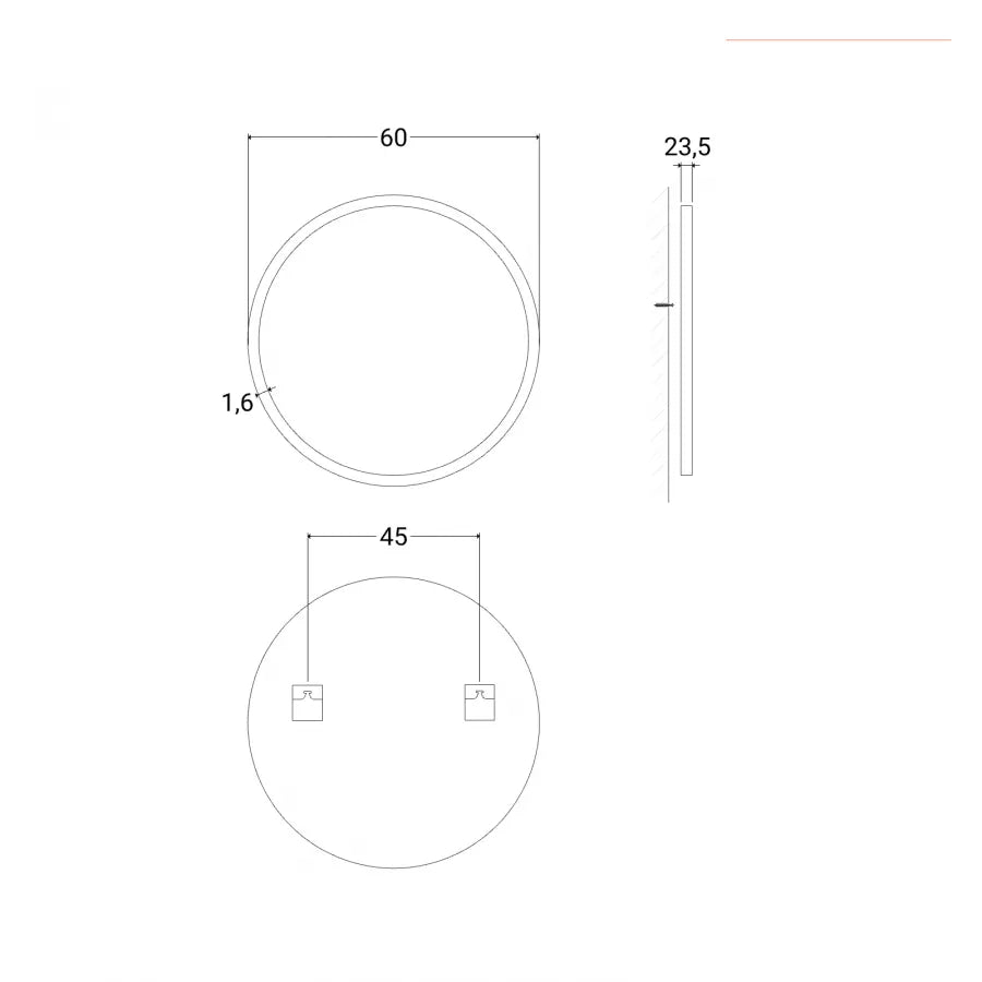 Specchio da bagno tondo Ø 60 cm con cornice nera