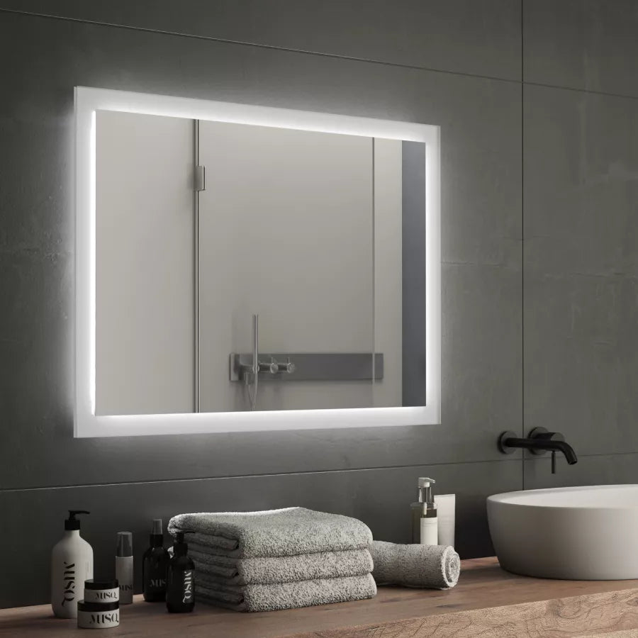 Specchio led 140x70 cm luce naturale bordo sabbiato e accensione touch