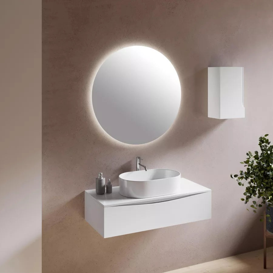 Specchio da bagno tondo Ø 90 cm luce fredda