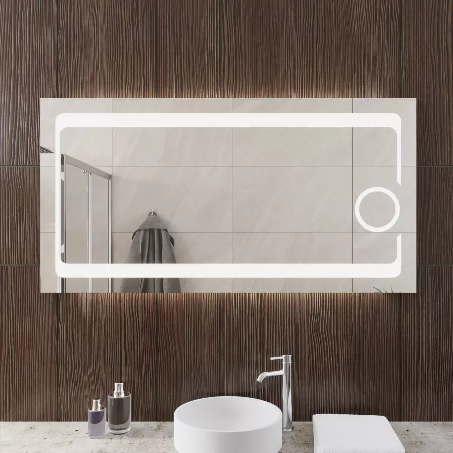 Specchio led 135x70 cm con ingranditore e interruttore