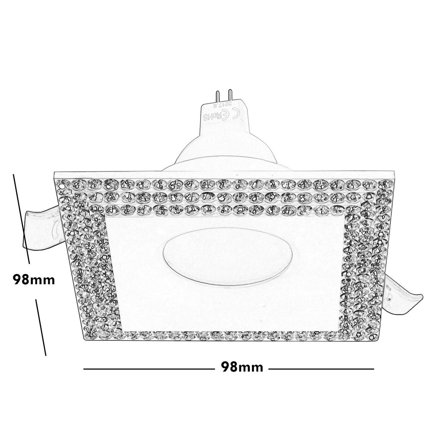 FARETTO LED 12V INCASSO 65MM QUADRATO BRILLANTINI