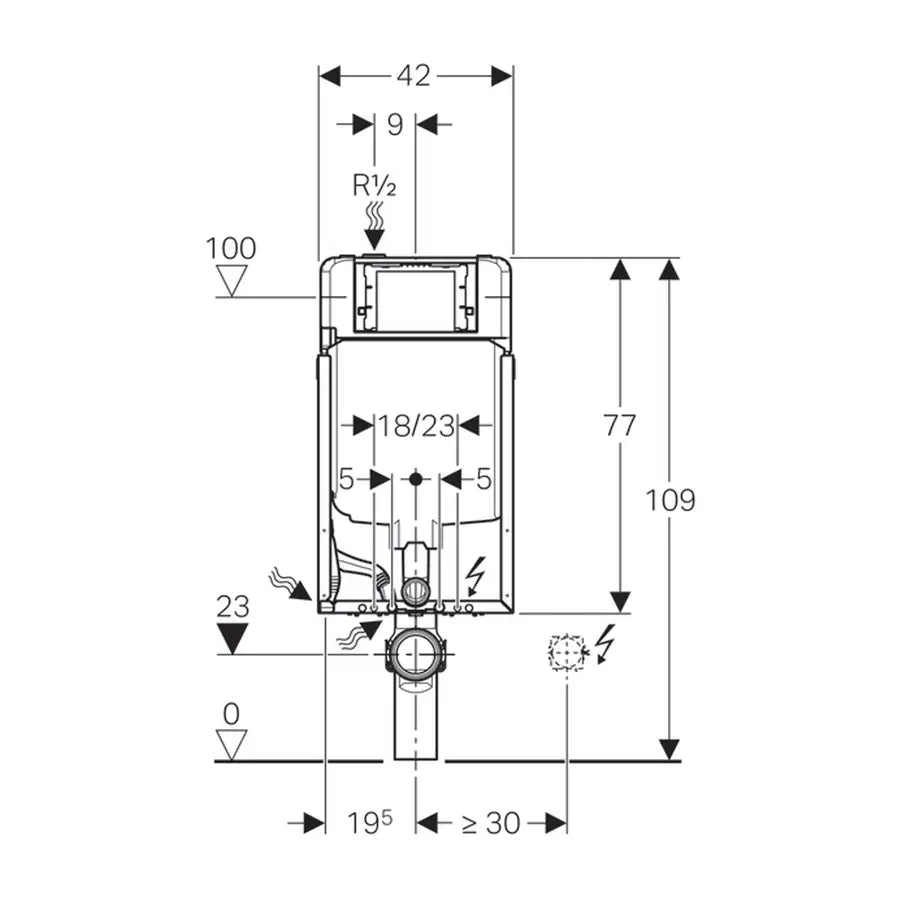 Combifix Geberit per muratura Sigma 8 cm per vaso sospeso altezza 109 cm