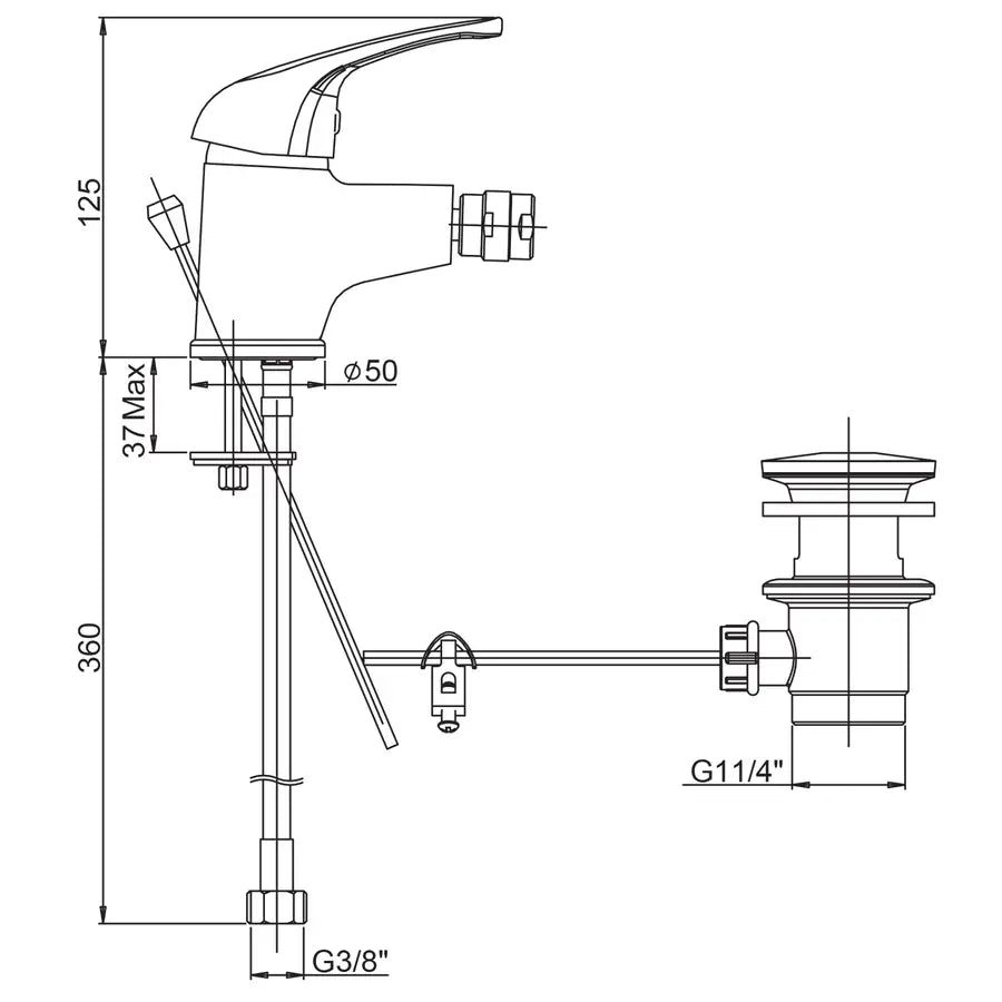 Energy miscelatori da bagno lavabo e bidet in ottone con scarico