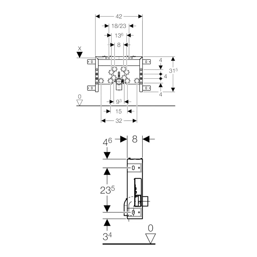 Geberit Combifix per muratura modulo installazione per bidet sospesi 8 cm