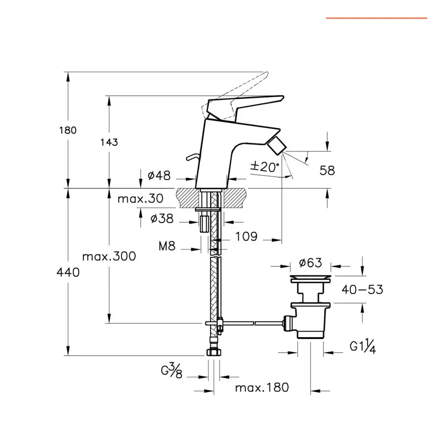 Miscelatore lavabo + bidet in ottone cromato - Solid S di Vitra