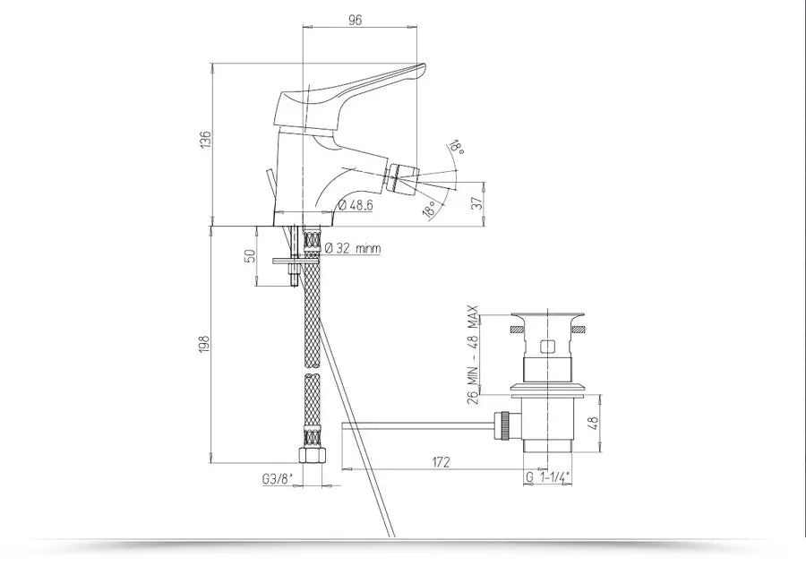 Miscelatori da bagno Paini Pilot per lavabo e bidet con scarico automatico