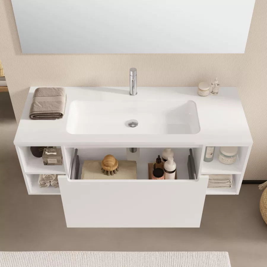 Mobile bagno sospeso 120 cm bianco opaco con specchio