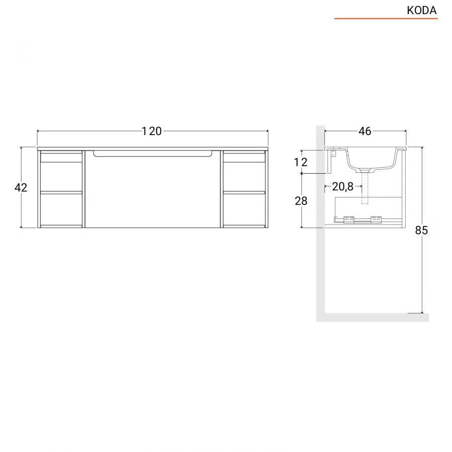 Mobile bagno sospeso 120 cm bianco opaco con specchio