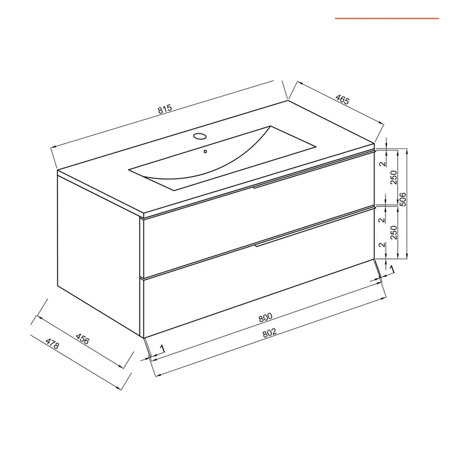 Mobile bagno sospeso 80 cm con lavabo effetto legno moka