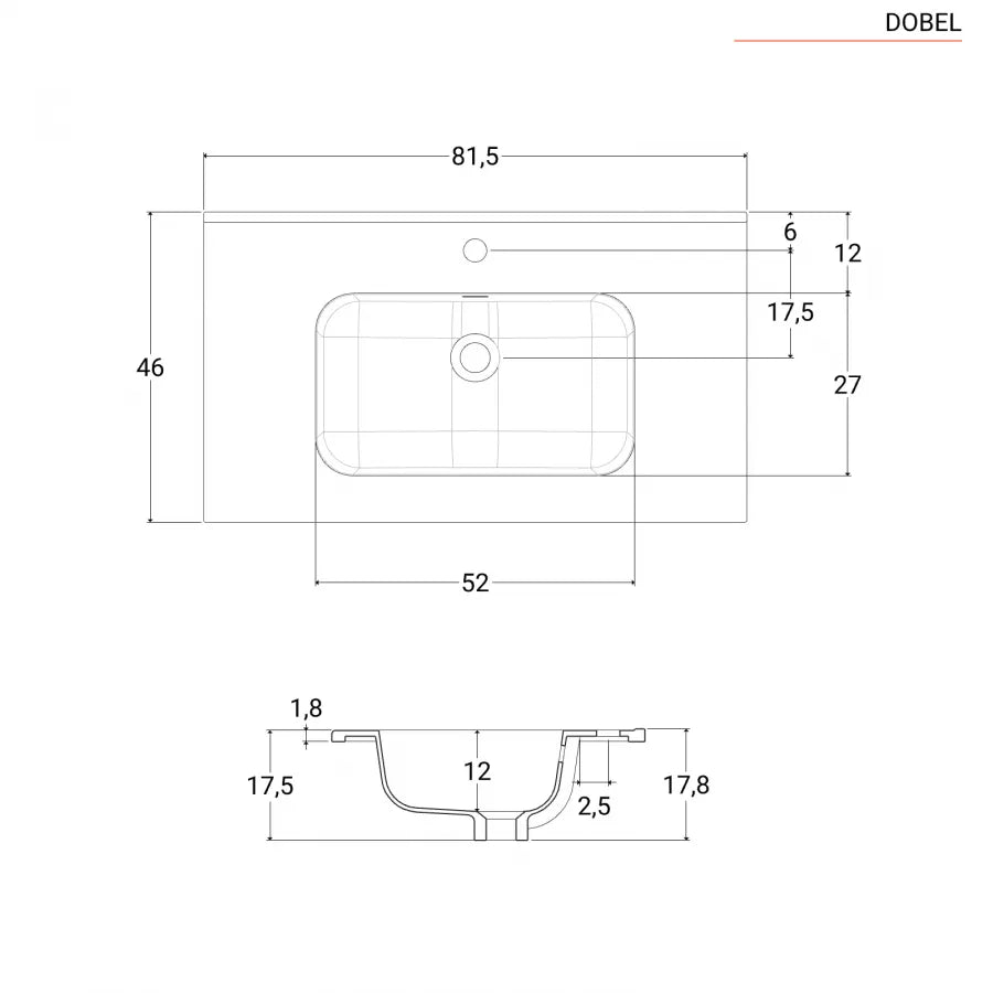 Mobile bagno sospeso 80 cm grigio - Dobel