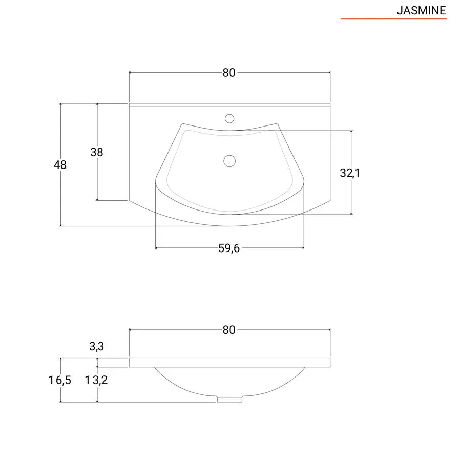 Mobile bagno sospeso 80 cm Jasmine tortora opaco con cassettone e specchio