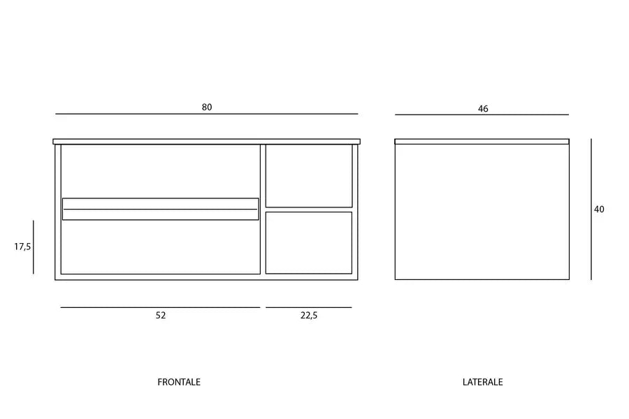 Mobile bagno sospeso 80 cm rovere biondo 1 cassettone - Laos