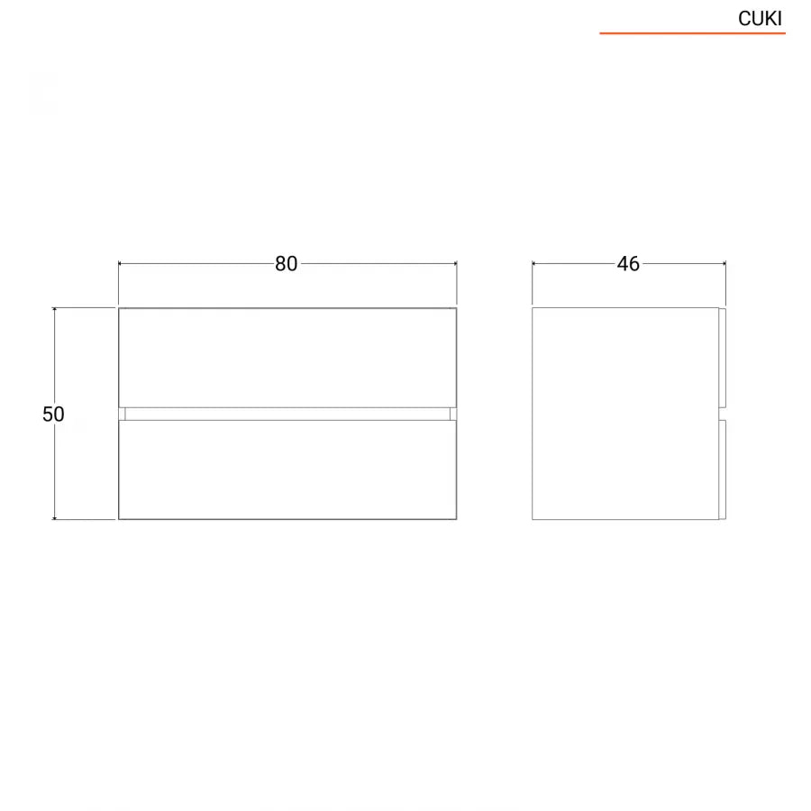 Mobile da bagno sospeso 80 cm con 2 cassetti rovere arbor