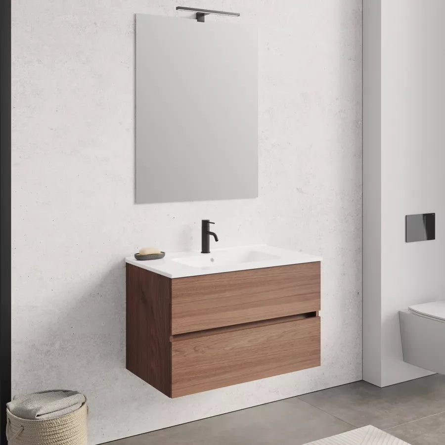 Mobile da bagno sospeso 80 cm con cassetti rovere rex