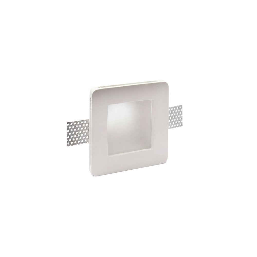 Portafaretto GU10 e MR16 in Gesso Pitturabile con Copertura Satinata, Quadrato Ø120x120 mm