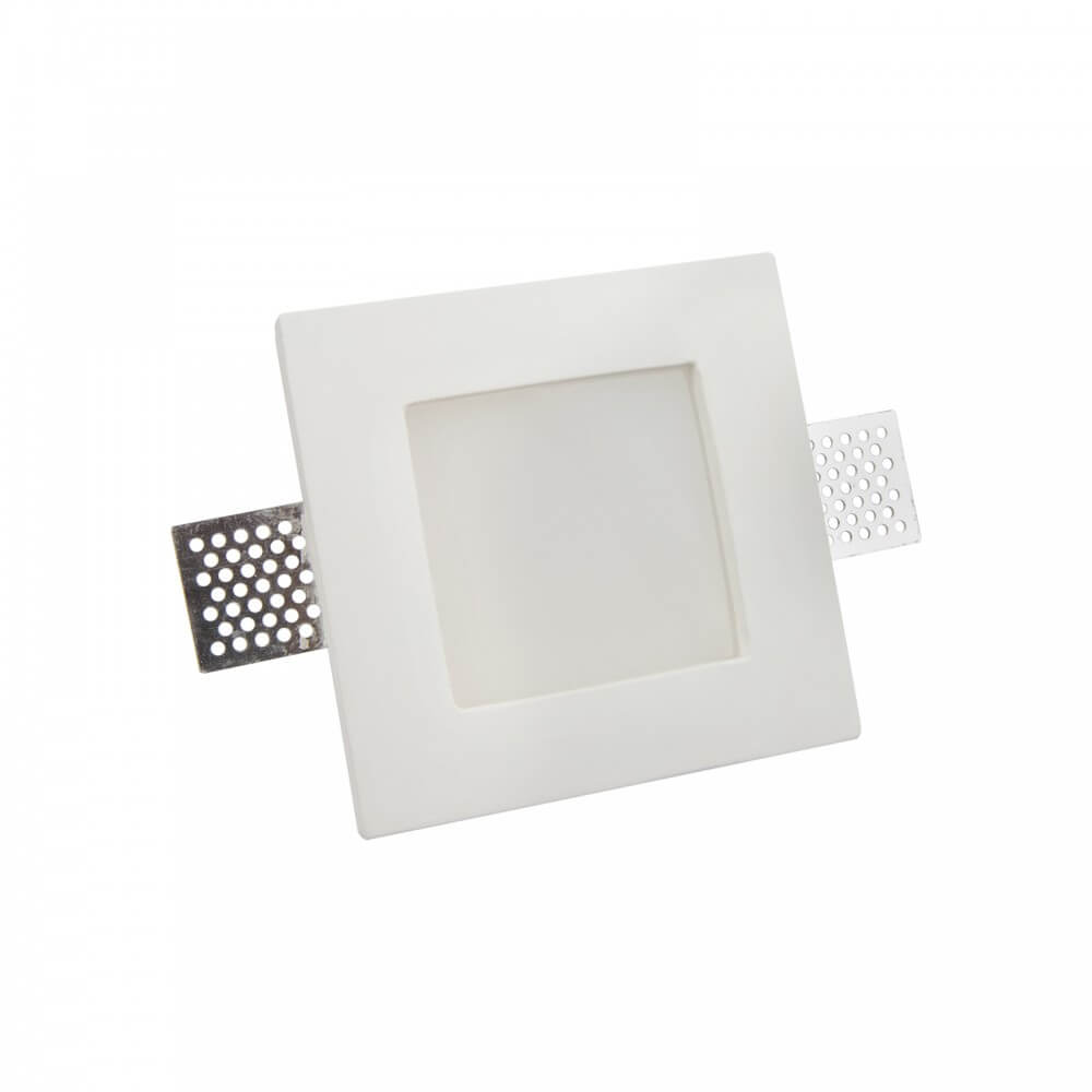 Portafaretto GU10 e MR16 in Gesso Pitturabile con Copertura Satinata, Quadrato Ø120x120 mm