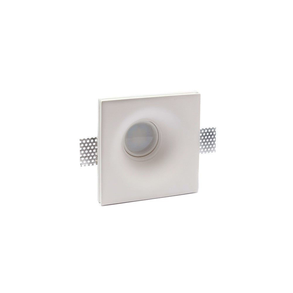 Portafaretto GU10 e MR16 in Gesso Pitturabile Quadrato Ø135x135 mm