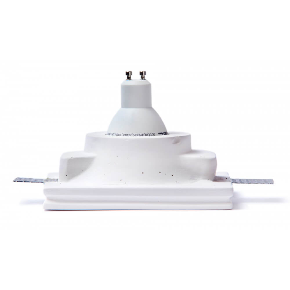 Portafaretto GU10 e MR16 in Gesso Pitturabile Quadrato Ø135x135 mm