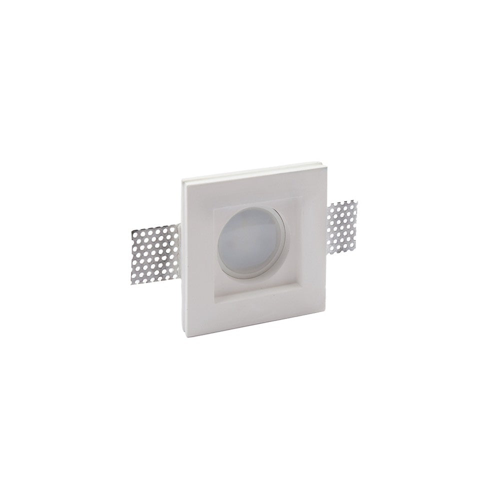 Portafaretto GU10 e MR16 in Gesso Pitturabile Quadrato Ø95x95 mm