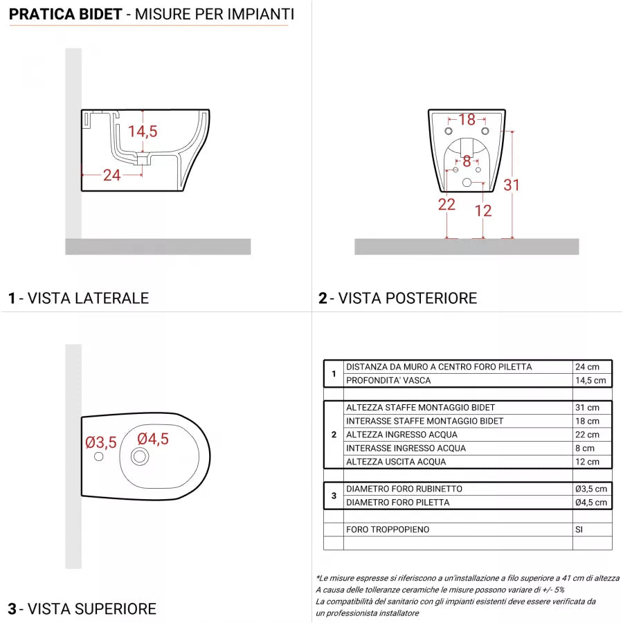 Sanitari sospesi Azzurra serie Pratica in ceramica con sedile copri wc