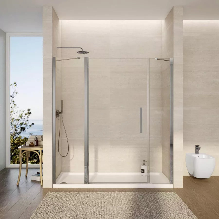 Box doccia nicchia 175cm 50 giunto + 85 battente + 40 fisso trasparente 190h