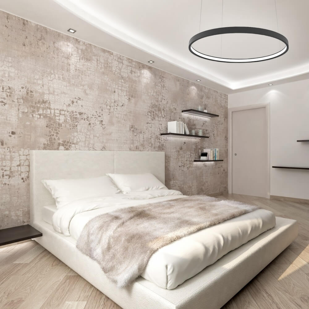 Lampadario Circolare a Sospensione Ø90cm - Nero