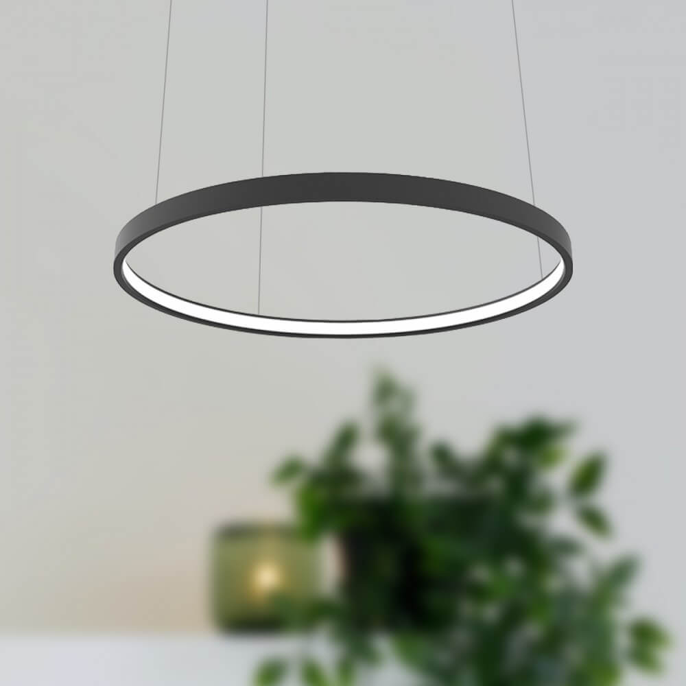 Lampadario Circolare a Sospensione Ø90cm - Nero