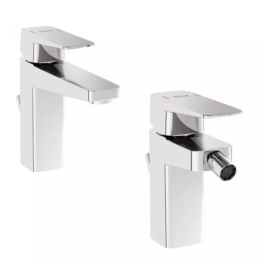 Miscelatore lavabo + bidet in ottone cromato - Root Square di Vitra