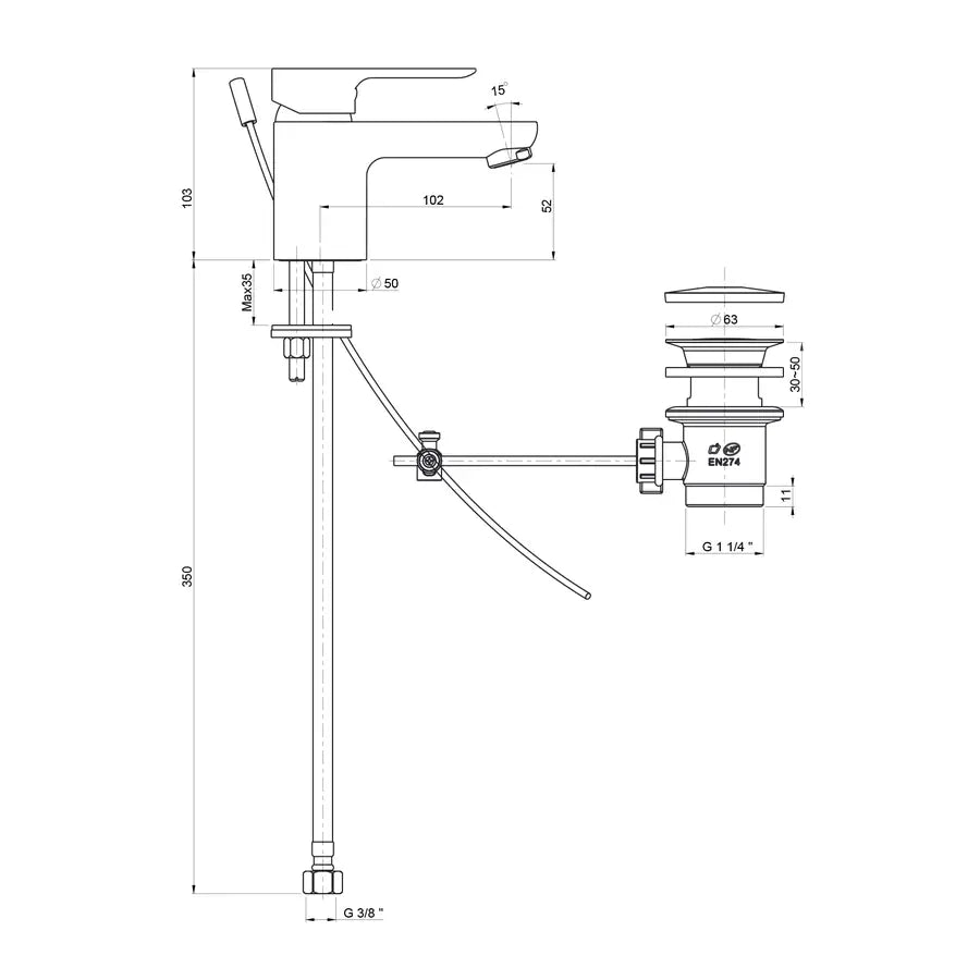 Set miscelatori lavabo - bidet in ottone cromato con salterello - Paini P3